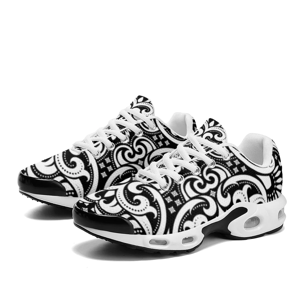 Breathable Mesh Athletic Shoes - 폴란드 스타일 흑백 스트라이프 캐주얼 에어쿠션