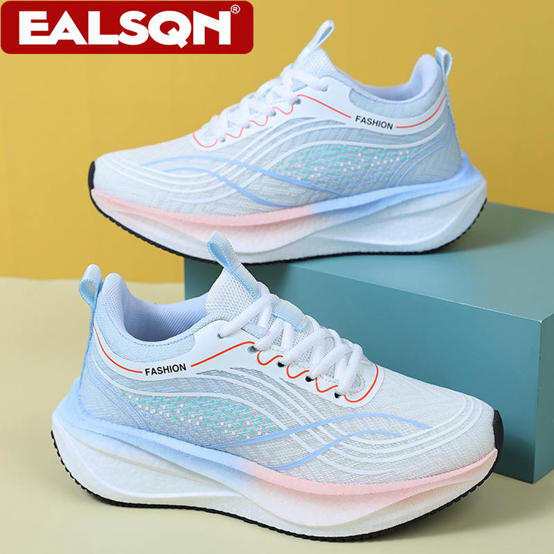 Breathable Mesh Athletic Shoes - 여성용 초경량 통기성 화이트 스니커즈, 캐주얼