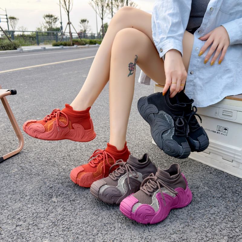 2026년 신상 니트 통기성 여성 스니커즈 편안한 미끄 - Knit Fabric Lace Up Sneakers 리뷰 및 가격