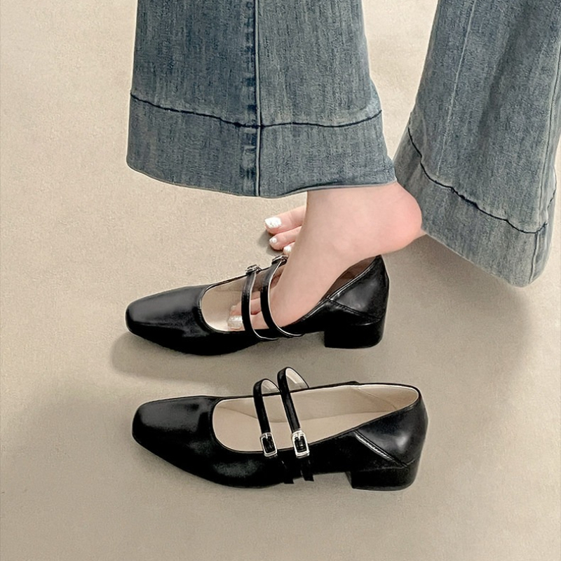 스퀘어 토 로우힐 여성용 실버 메리 제인 슈즈 패션 우 - Heels 리뷰 및 가격